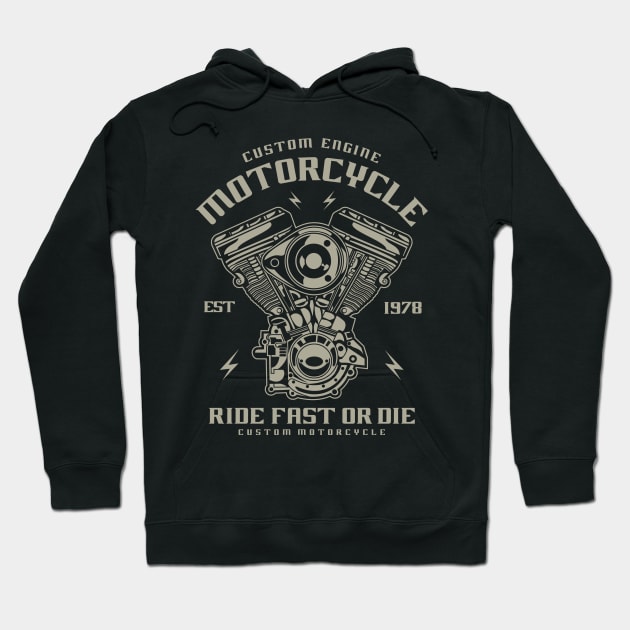 Custom Motorcycle Engine Ride Fast Or Die Hoodie by JakeRhodes